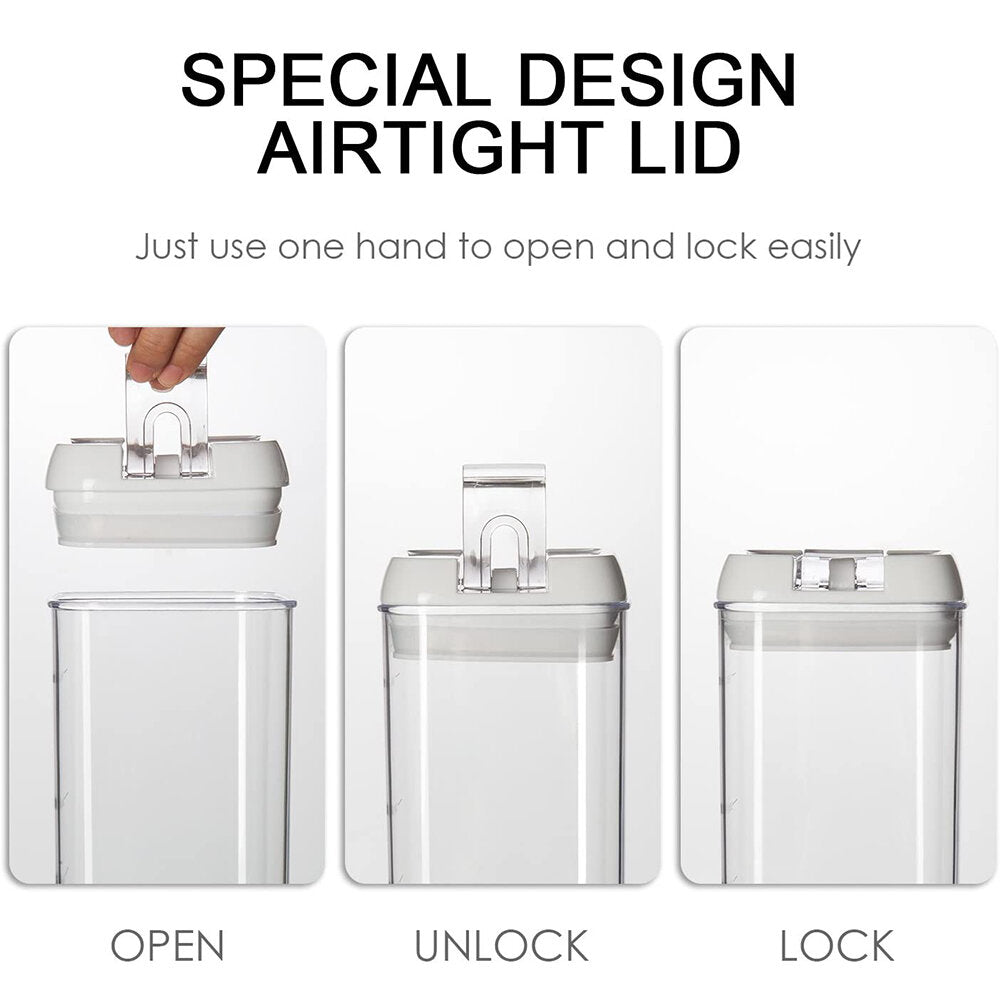 EASY LID-LOCK & SECURE SEALING  Complete airtight storage with the seal inside the lid expanding once the ring on the lid has been pushed down. Should there be any drops whatsoever, just shift the lid to another side so to seal properly. Popping the ring back up will make it serve as a handle to lift the lid.