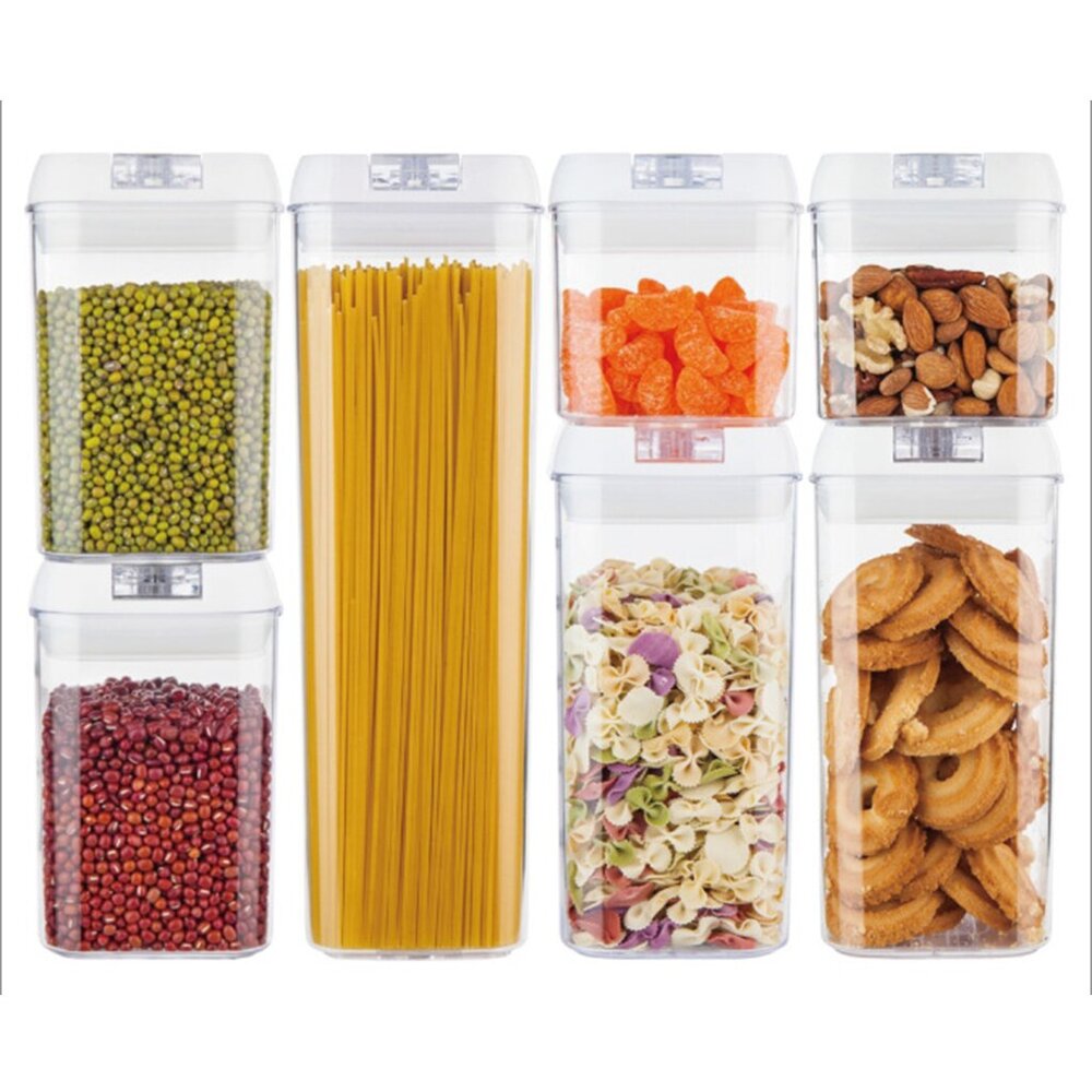 ALL WHAT YOU NEED AS Airtight Food Storage Containers with Lids Easy Lock Lids Clear Storage Containers for Cereals, Dried Nuts Fruits, Long Term Food Storage, Clear Plastic Food Box, Pantry Containers 7 Pieces