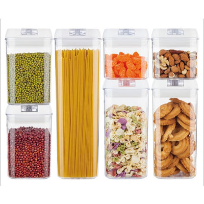 ALL WHAT YOU NEED AS Airtight Food Storage Containers with Lids Easy Lock Lids Clear Storage Containers for Cereals, Dried Nuts Fruits, Long Term Food Storage, Clear Plastic Food Box, Pantry Containers 7 Pieces