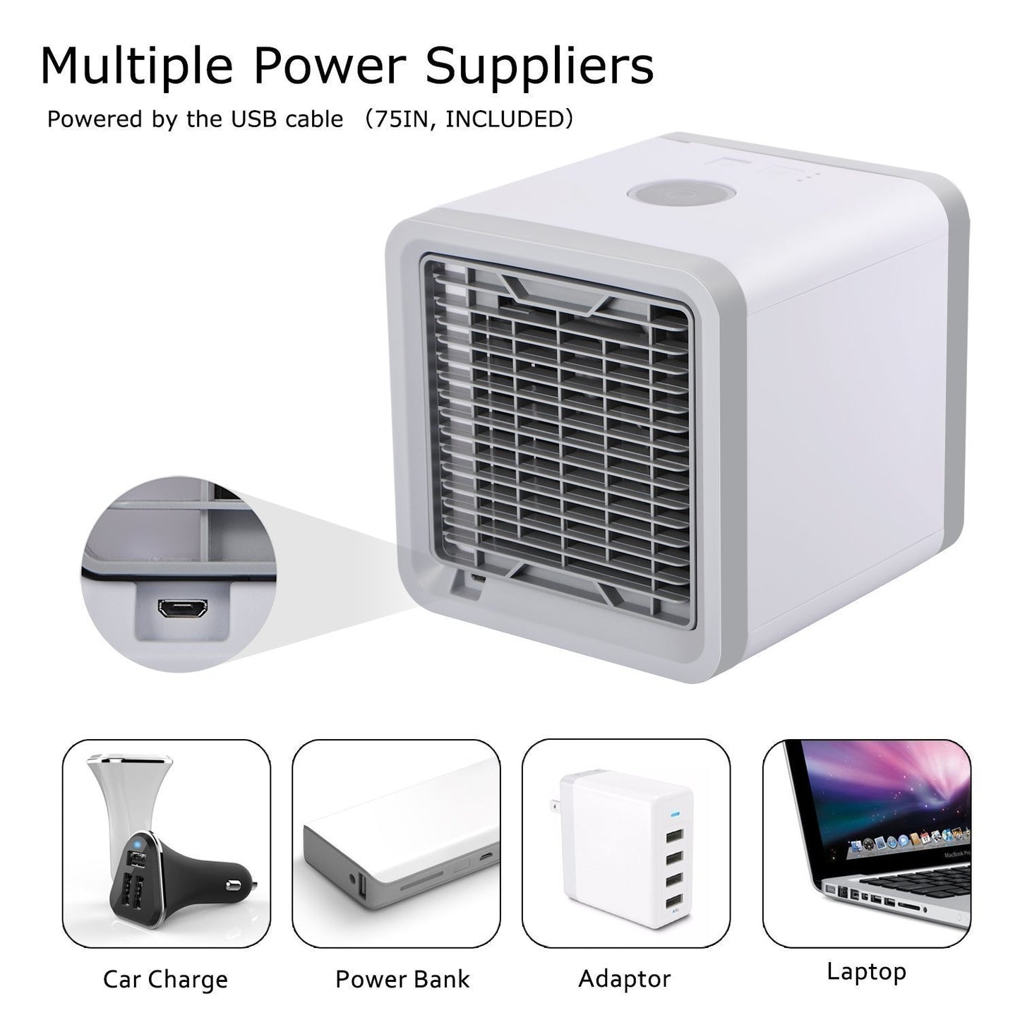Mini USB Portable Air Conditioner Desktop Air Cooling Fan Humidifier Purifier For Office Bedroom