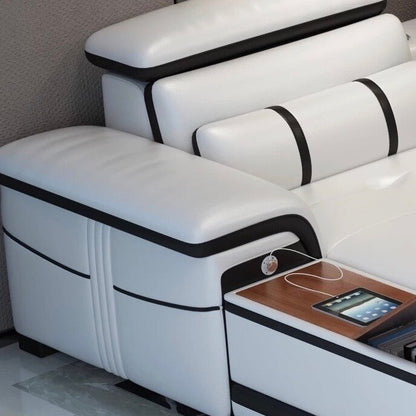 Custom Modern Living Room Set Black/ White Leather Chesterfield Sofa