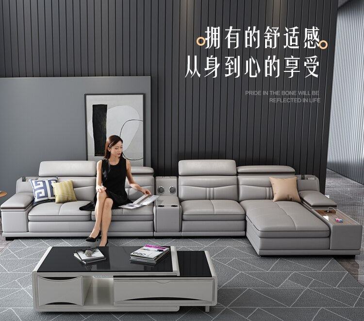 Living room furniture innovative technology leather sofa with Bluetooth speaker