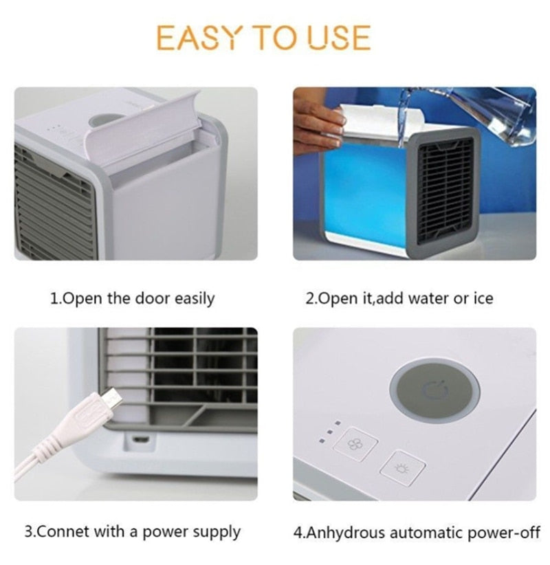 Mini USB Portable Air Conditioner Desktop Air Cooling Fan Humidifier Purifier For Office Bedroom