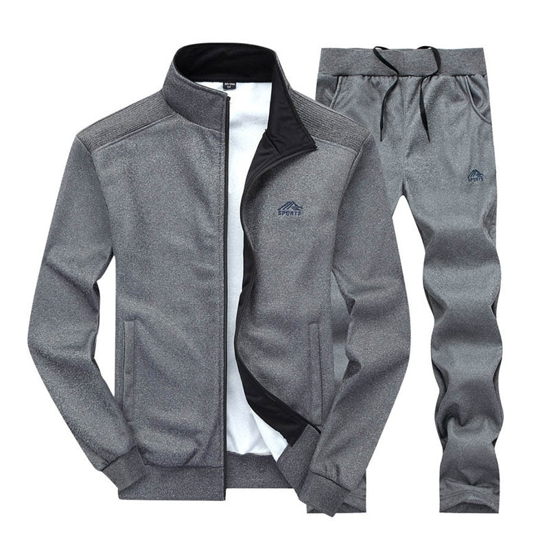 Men Sportswear Set Brand Mens Tracksuit Sporting Fitness Clothing Two Pieces Long Sleeve Jacket + Pants Casual Men's Track Suit