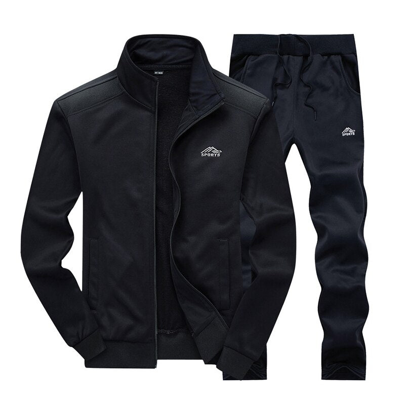 Men Sportswear Set Brand Mens Tracksuit Sporting Fitness Clothing Two Pieces Long Sleeve Jacket + Pants Casual Men's Track Suit