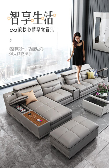 Living room furniture innovative technology leather sofa with Bluetooth speaker