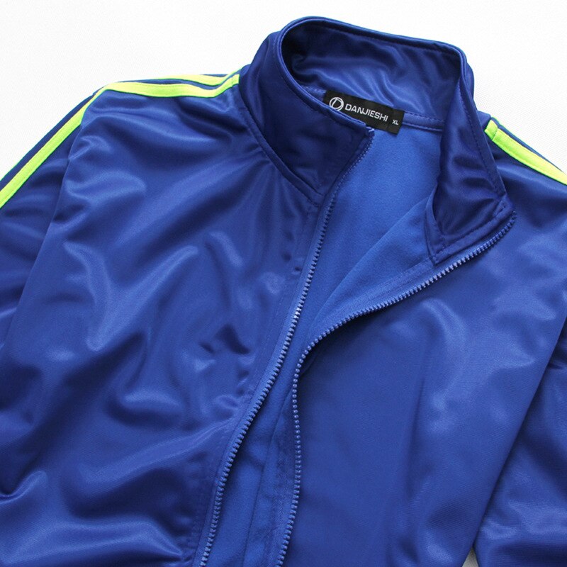 2019 New Striped Tracksuit Men's Solid Sets Casual Sports Suit Spring Autumn Men Sportswear Zipper Hoodie+Pants Training Suit