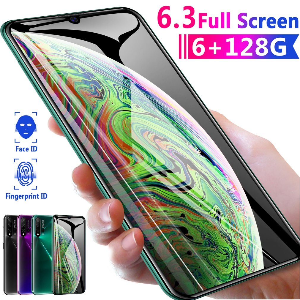 N5 PRO 6.3inch Face ID Smartphones Android 6+128G Dual Sim Card Camera Phone Big Battery Unlocked Mobile phone