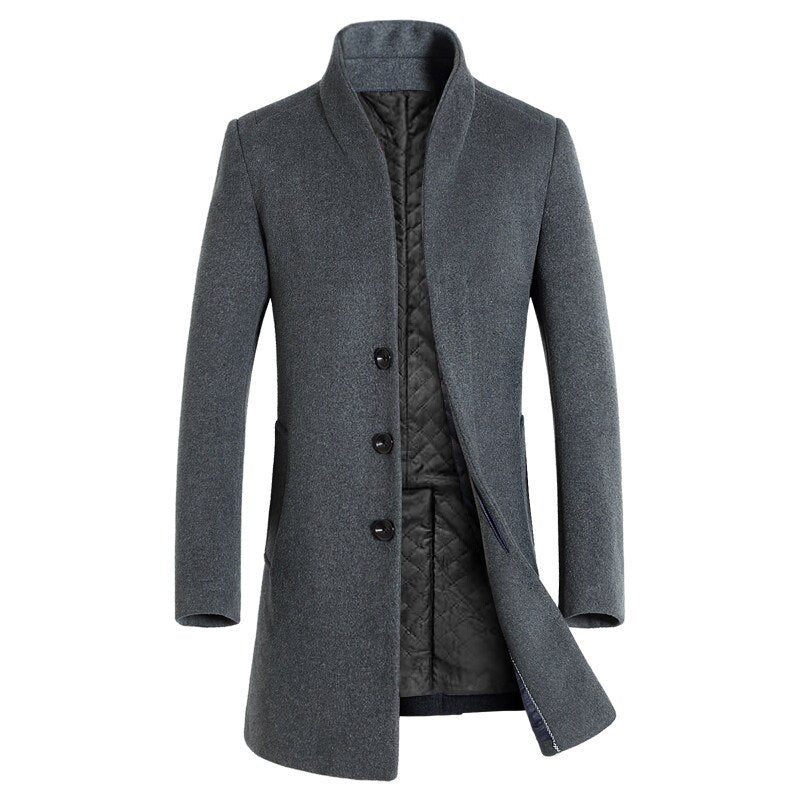 Winter Wool Jacket Men's High-Quality Wool Coat Casual Slim Collar Wool Coat Men's