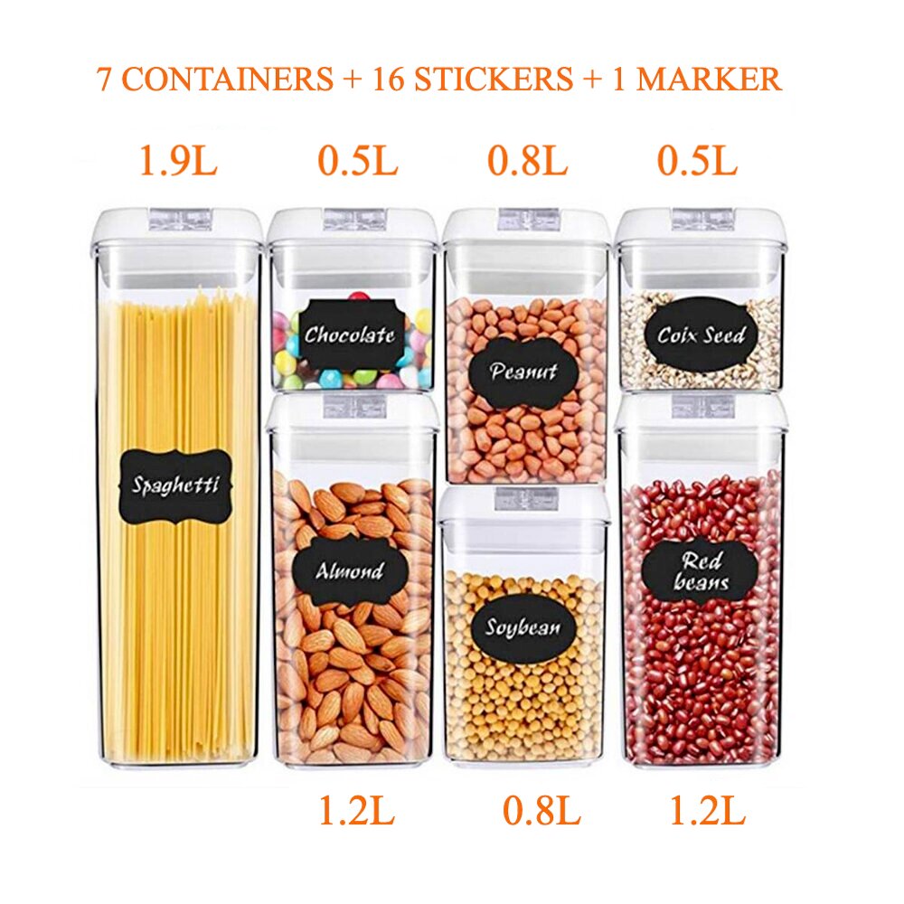 MULTI-PURPOSE USAGE  If you feel hard to organize your kitchen and pantry, then choose our airtight food storage containers for Dry Foods Pantry Organization. Perfect storage containers for both dry foods and liquids like soup, juice, milk and more, for being designed to seal all liquids with airtight technology once the handle is flipped down.