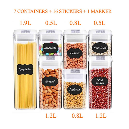 MULTI-PURPOSE USAGE  If you feel hard to organize your kitchen and pantry, then choose our airtight food storage containers for Dry Foods Pantry Organization. Perfect storage containers for both dry foods and liquids like soup, juice, milk and more, for being designed to seal all liquids with airtight technology once the handle is flipped down.